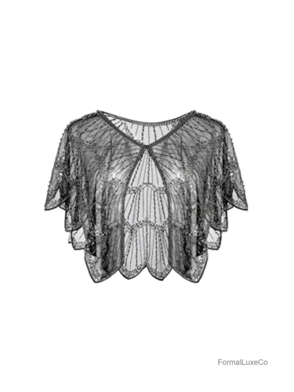 1920s Sequined Shawl Wrap Women Vintage Gatsby Cape Evening Party